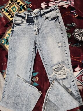 VERVET BY FLYING MONKEY Light Blue Distressed Boot Cut Jeans